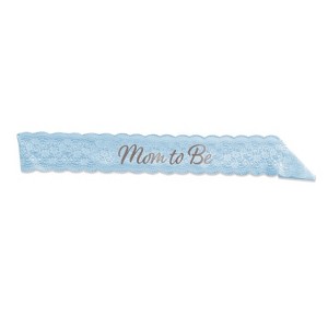 Beistle Mom To Be Lace Sash, 28.5" x 4", (2/Pkg) Blue - 1 of 3