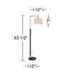 Possini Euro Design Modern Arc Floor Lamp 63 1/2" Tall Warm Gold Black Metal Cage Off-White Linen Shade for Living Room Reading - 4 of 4