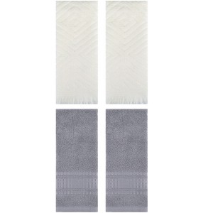 REGALWOVEN 4 Pcs Bathroom Cotton Soft and Absorbent Geometric Hand Towel 13" x 29" - 1 of 4
