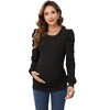 Pregnancy Shirts Women's Knit Ribbed Maternity Top Casual Mock Neck Puff Long Sleeve Ruched Tunic Pullover Shirt for Pregnant Women Green1long 2XL - 2 of 2