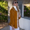 Amaryllis Women's Velvet Button-Down Shirt with Balloon Sleeves Oversized Fit Stylish Collar Detailed Stitching - 3 of 4