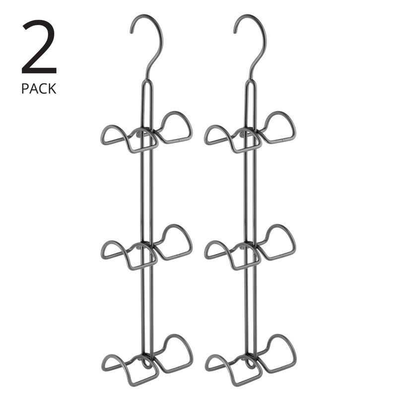 mDesign Metal Wire Over Closet Rod Hanging Handbag Organizer, 2 Pack, 2 of 9