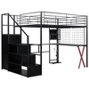 TIRAMISUBEST Full Size Loft Bed with Built-in Work Station, Open Wardrobe and Storage Staircase, Metal Loft Bedframe with LED Light - 4 of 4