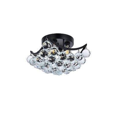 Corona Black and Clear Crystal Flush Mount Light