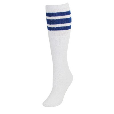 Ctm Striped Top Ribbed Tube Socks (4 Pair Pack), Royal : Target