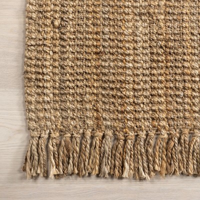 Handcrafted Artisanal Chunky Jute 4' Square Rug in Natural