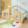 Costway Twin Size House Floor Bed with LED Lights Solid Wood Bed Frame without Slats Gray/Natural/White - 2 of 4