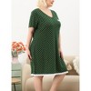 Agnes Orinda Women's Plus Size Pajamas Knit Lace Trim Polka Dots Short Sleeve Nightgowns - 2 of 4