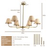 TOBILI 38" Gold 6-lamp Chandelier with Hand-Woven Rattan Lampshade,Mid-Century Hanging Pendant Light Fixture for Dining Room (Bulb Not Included) - 2 of 4