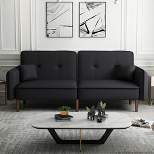 Convertible Futon Sofa Bed with Wooden Legs - ModernLuxe