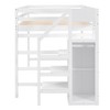 93.80"Full Size Loft Bed with Built-in Storage Wardrobe and Staircase, White - 4 of 4