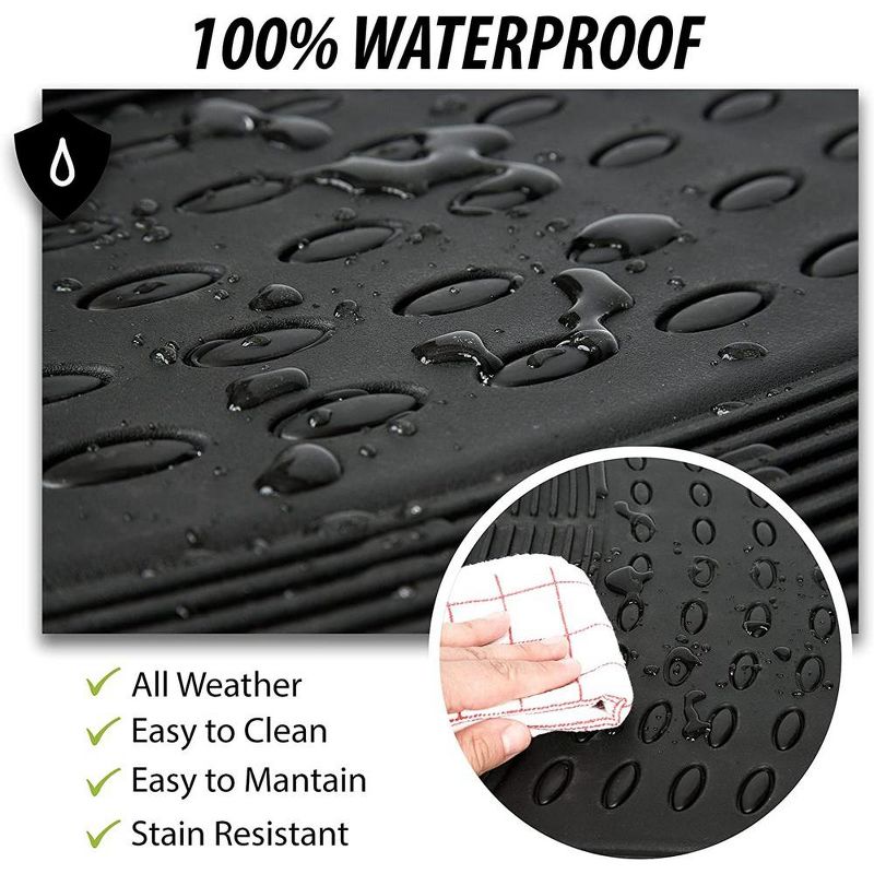 Zone Tech All Weather Rubber Car Interior Floor Mats 3-Piece Trimmable Waterproof Odorless Black Heavy Duty Interior Floor Mats Universal Fit, 5 of 8