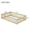 MAYEERTY Full Floor Bed with Fence and Door, Rubber Wood Bed Guardrails Beige - 3 of 4