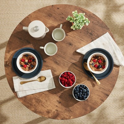 3-Piece Brown Engineered Wood Round Dining Set with Metal Legs