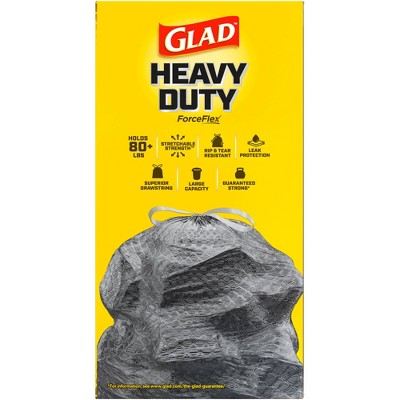Glad ForceFlex Large Drawstring Black Trash Bags - 30gal/34ct: Solid Pattern, Extra Strong
