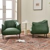 KINWELL 33" Wide Faux Vegan Leather Upholstery Barrel Chair with Metal Legs, Set of 2 - 4 of 4