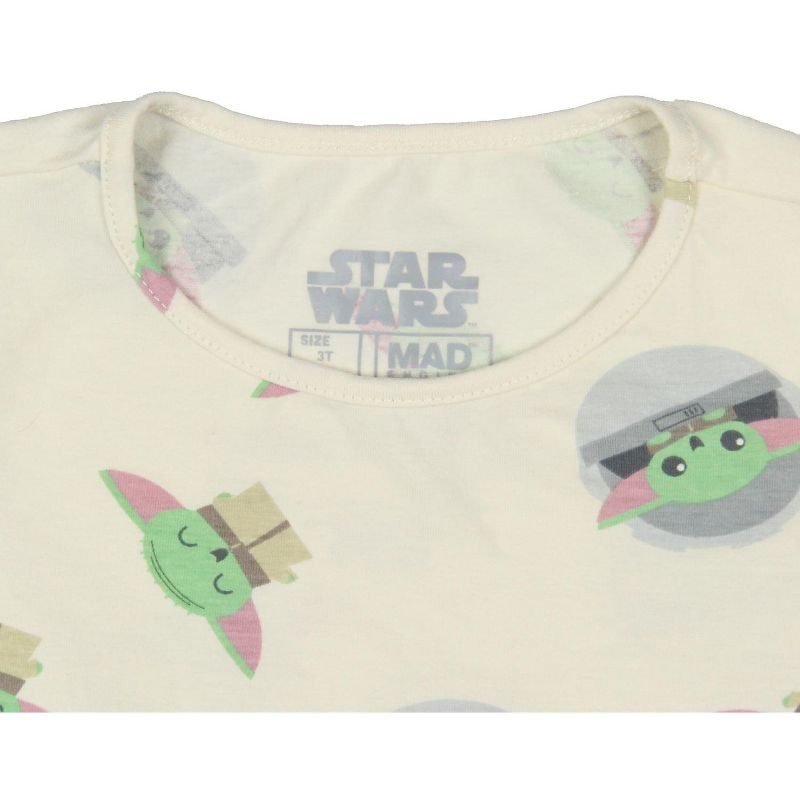 Star Wars Toddler Girls' The Mandalorian Baby Yoda Creme Short Sleeve Dress, 3 of 4