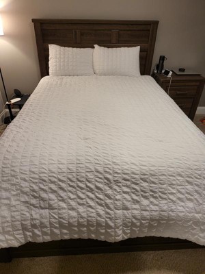 3pc Full/queen Crinkle Textured Dobby Comforter & Sham Set White - Lush ...