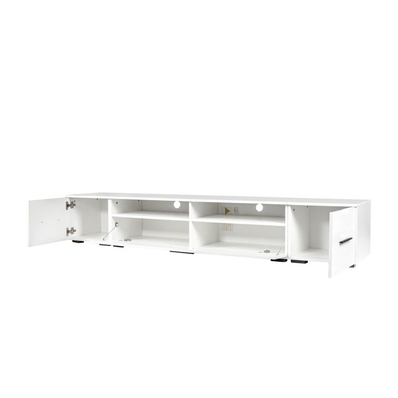 82.6" Minimalist TV Stand with LED Light, Media Entertainment Center for  90''+ TVs 4A - ModernLuxe, 5 of 12