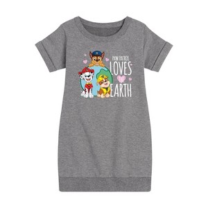 Girls' - Paw Patrol - Loves Earth Graphic Short Sleeve Fleece Dress - 1 of 4
