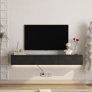 CAVINAS 63" Floating TV Stand with 16 Color LEDs Modern Entertainment Center Media Console - 1 of 4