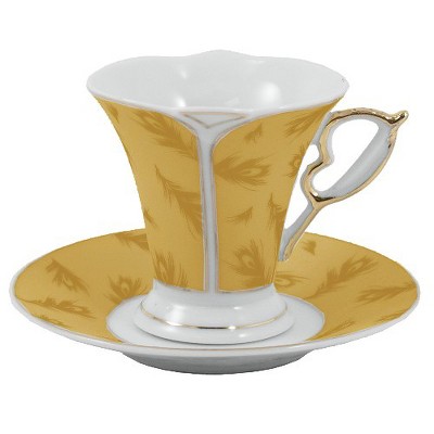 Gold Feather Design Porcelain Espresso Set 12 Pieces