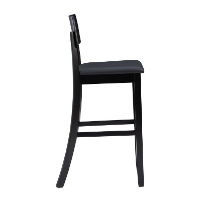 Torino 31" Solid Back Black Wood and Faux Leather Barstool