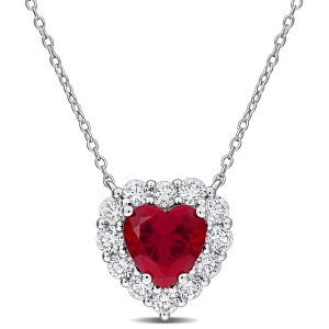 EVERLY JEWELRY | Sterling Silver Heart Pendant with Gemstone and Lab-grown Diamond – Multiple Stone Options - 1 of 4
