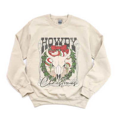 Simply Sage Market Women's Graphic Sweatshirt Howdy Christmas Bull