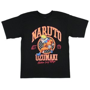 Seven Times Six Naruto Shippuden Boys' Uzumaki Hidden Leaf Village nice T-Shirt Black - 1 of 3