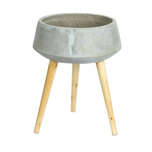 Melrose Cement Bowl Planter with Wood Legs 17.5"H - 1 of 2