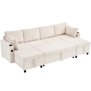 NicBex Modern 111.8" Pull Out Sofa Bed Chenille Convertible Sleeper Sofa with Hidden Storage for Living Room - 1 of 4