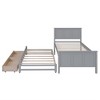 Twin Size Platform Bed With Headboard Solid Pinewood Platform Bed Frame With Trundle Storage Drawers For Boys Girls Teens, No Box Spring Needed Grey - 4 of 4