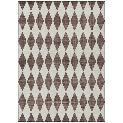 Brown Geometric Washable Indoor Outdoor Area Rug