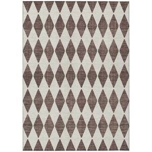 Brown Geometric Washable Indoor Outdoor Area Rug - 1 of 4