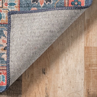 Blue Medallion Easy-Care Washable Synthetic Rug, 4' x 6'