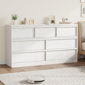 7 Drawer Dresser for Bedroom, Modern Double Dresser Organizer with 6 Drawers, Wooden Chest of Drawers for Living Room, Nursery, Hallway - 1 of 4