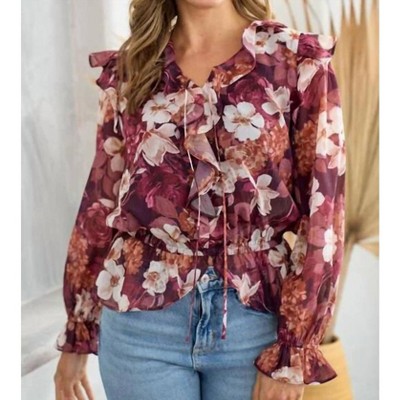 Women's Wo's Wanted To Stay Floral Blouse - Hailey & Co