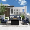 Heynemo Aluminum Patio Furniture Set with Fire Pit Table, 4 Piece Metal Outdoor Furniture with Cushions for Backyard - 2 of 4