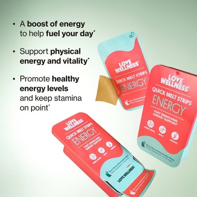 Love Wellness Energy Quick Melt Strips - Energy Support - Berry - 15ct