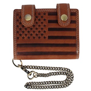 CTM Men's Leather American Flag Bifold Chain Wallet with Snap Closure - 1 of 4