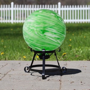 Northlight 10" Green and White Swirls Outdoor Garden Gazing Ball - 1 of 3