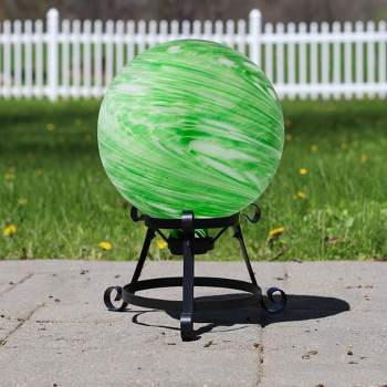 Northlight 10" Green and White Swirls Outdoor Garden Gazing Ball