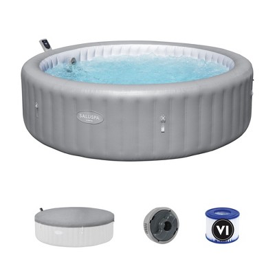 Bestway SaluSpa Hawaii Smart AirJet Inflatable Hot Tub Round Portable 6 to 8 Person Spa with 190 AirJets, App Control and EnergySense Cover, Grey