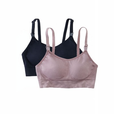 Ingris & Isabel Basics Maternity Drop Cup Nursing Bra Bundle 2 Pack Black &  Mauve Size S