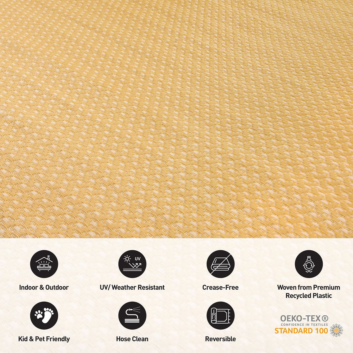World Rug Gallery Contemporay Solid Reversible Plastic Indoor and Outdoor Picnic Mat, Camping Rug, RV Rug:  Geometric,  UV-Resistant,  Flat Pile - thumbnail 6