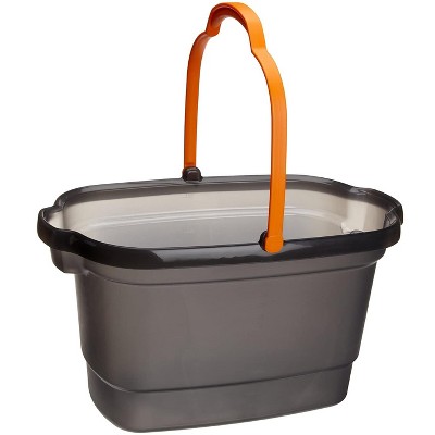  Casabella 8500657 4 Gallon All Purpose Durable Heavy Duty Rectangular Bucket with Pour Spouts and Comfort Grip Handle, Graphite and Orange 