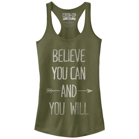 Juniors Womens Chin Up Believe You Can And You Will Racerback Tank