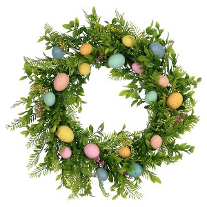 Unique Bargains Easter Artificial Colorful Eggs Wreaths for Front Door Farmhouse Wall Window - 1 of 4