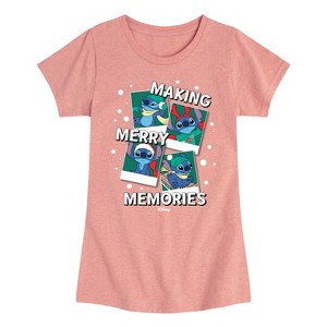Girls' - Lilo and Stitch - Making Merry Memories Christmas Fitted Short Sleeve Graphic T-Shirt - 1 of 4